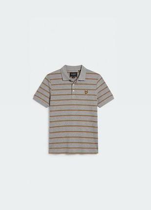 Оригінальне брендове поло lyle & scott (xl), сіре в смужку, ідеальний стан
