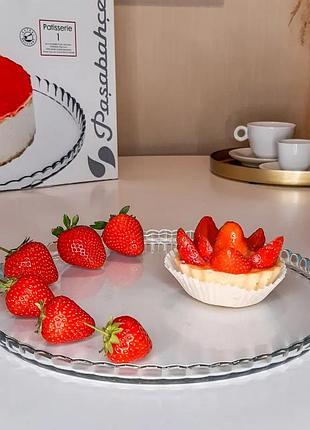 Блюдо для торта 28 см pasabahce patisserie підставка для торта d280мм скляна тортівниця прозоре блюдо кругла тортовниця акція 🔥