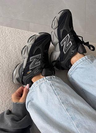 Кроссовки женские new balance 9060 | black / grey cordura
