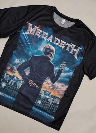 Футболка разноцветная надпись megadeth