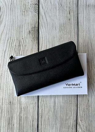 Шкіряний жіночий чорний гаманець vermari