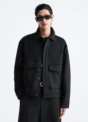 Куртка сорочка шерстяна zara коротке пальто