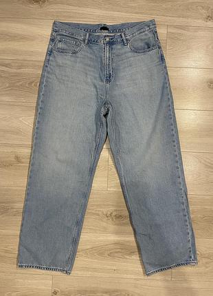 Джинси uniqlo wide straight jeans / світло-блакитні широкі штани юнікло (w36 / xl)