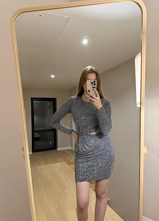 Міні-сукня у блискітки h&m