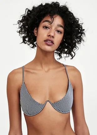 Верх от купальника бра лиф с косточками клетка zara