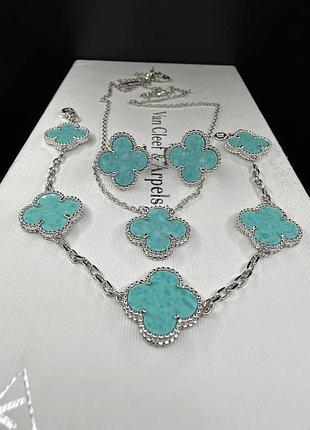 💎new💎брендовый набор серьги,браслет, подвес van cleef (vca, ван клиф,клевер) ♥️