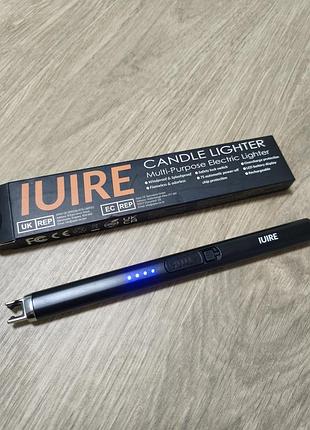 Электрическая usb зажигалка для свечей и газа iuire (электронная плазменная кухонная зажигалка), черная