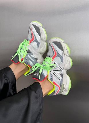 Кросівки жіночі new balance 9060 | « light grey / acid green » premium