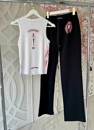 Костюм комплект chrome hearts штани + майка