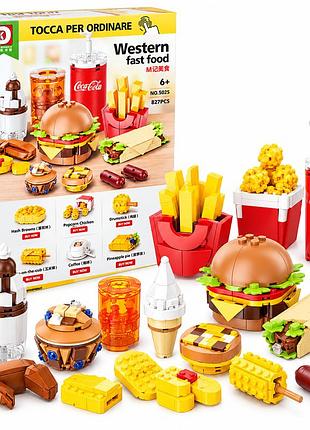 Конструктор еда dk 5025 western fast food creator expert фаст-фуд, 18 моделей, 827 деталей