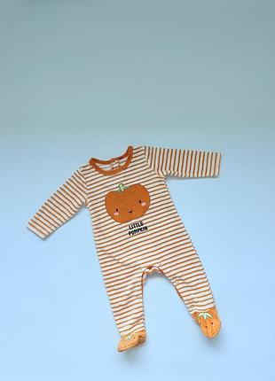 Милий махровий/плюшевий чоловічок "little pumpkin", 3-6 місяців (62-68 см)