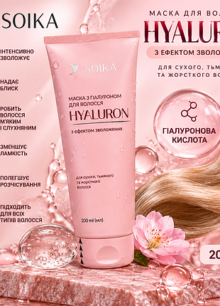 Маска для волосся soika hyaluron зволожувальна з гіалуроновою кислотою, 200 мл