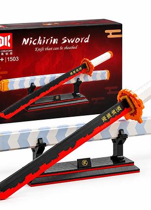 Конструктор катана меч кёджуро ренгоку из аниме demon slayer «рассекающий демонов клинок» 68,8 см deke dk 1503, 790 деталей,