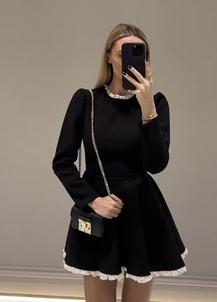 Коротка жіноча сукня ivina boutique чорна з білим мереживом