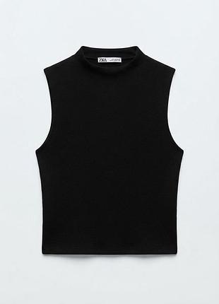 Футболка жіноча zara чорна бавовняна без рукавів