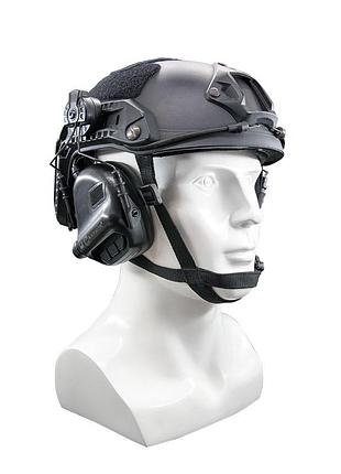 Активные наушники стрелковые earmor m31h черные с креплением на каску шлем тор-д, fast, ach mich (arc рельсы)
