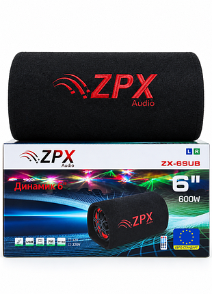 🔊 сабвуфер автомобільний zpx zx-6sub 6" 600w bluetooth usb fm
