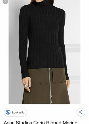 Гольф с мерино брендовый acne studios corin ribbed merino wool blend turtneck sweater black оригинал из свежих коллекций