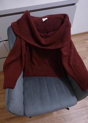 Трендовий светр з відкладним коміром  бордовий джемпер h&m 6
