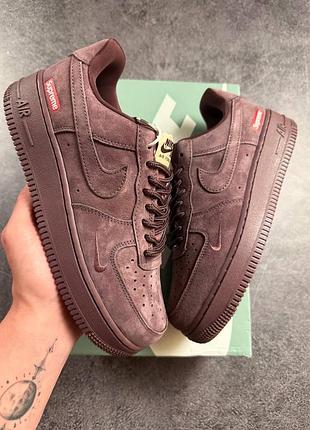 Кросівки nike air force 1 low x supreme burgundy