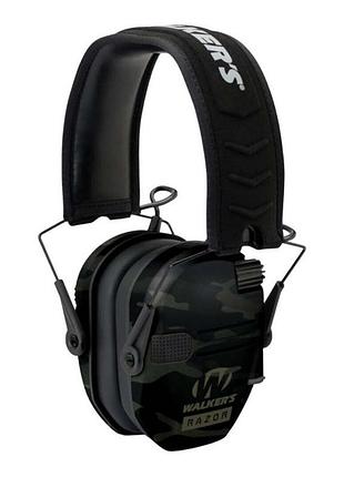 Навушники для стрільби активні walkers razor slim multicam, чорний