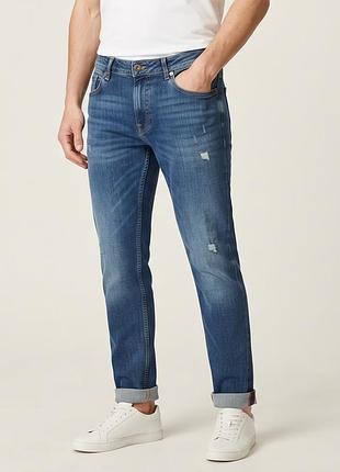 Мужские стильные джинсы livergy tapered fit (размер 48 / 32/32), голубые
