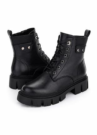 Женские зимние черные ботинки из эко-кожи