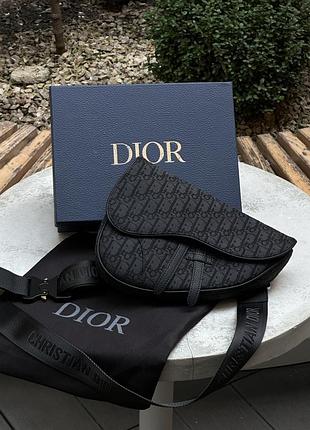 Сумка диор saddle bag black oblique jacquard