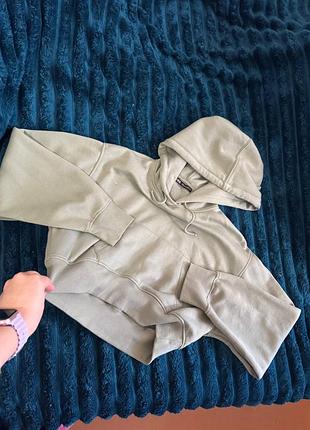 Жіноче худі zara, коротке, з капюшоном, оливкове