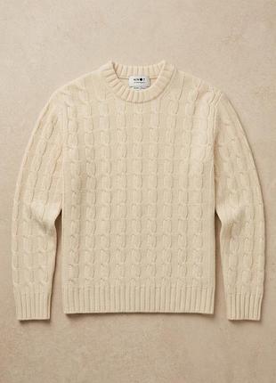 Жіночий светр 100% lambswool, молочний, коси