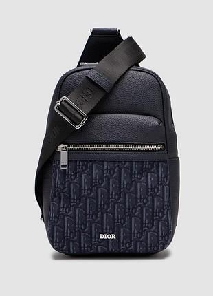 Сумка диор rider 2.0 sling bag oblique jacquard blue слинг