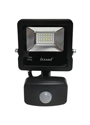 Прожектор светодиодный lezard с датчиком движения 10w ip65 6500k 800lm