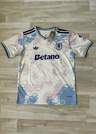 Футбольна форма чоловіча adidas гостьова астон вілла rogers 27 біло-блакитно-рожевий градієнт