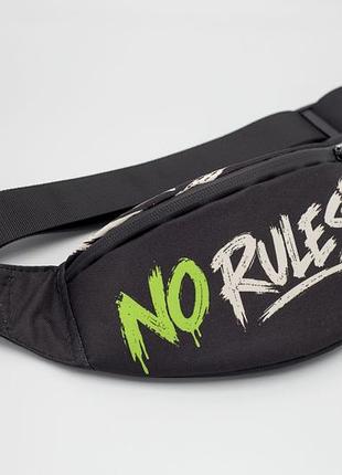 Сумка-бананка подростковая no rules, поясная сумка через плечо черная 29х13х8 см