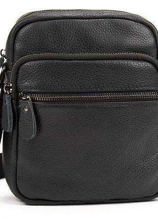 Мужская кожаная сумка планшетка tiding bag черная