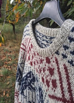 Шерстяной свитер fair isle / скандинавский стиль с медведями s/m/l