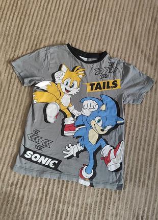 Футболка для хлопчика sonic сіра 128-134 см