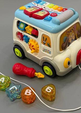 Музыкальный бизубус 45585 (12) ) “wtoys”, озвучение украинской мовою, песни, ноты, сортер, в коробке