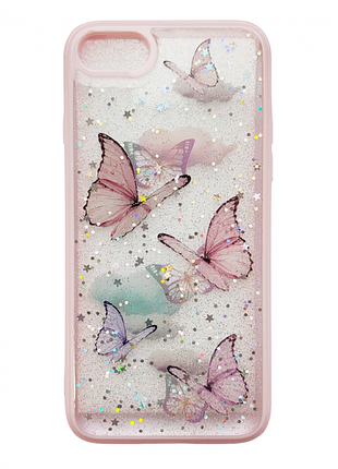 Чехол панель для apple iphone 7 / 8 и se 2020 alitek бабочки и блестки pink