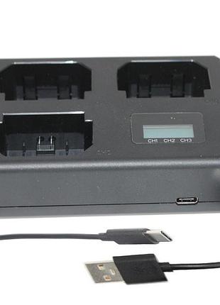 Зарядний пристрій alitek lcd usb для трьох акумуляторів canon lp-e6/lp-e6n