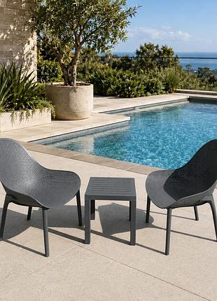 Комплект 2 стільця siesta sky lounge + стіл siesta ocean side table dark grey