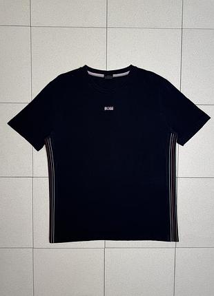 Чоловіча футболка hugo boss хуго босс оригінал l чорна брендова майка t-shirt tshirt теніска з логотипом стрейч базова преміум casual