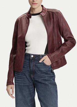 Куртка зі штучної шкіри basic 25wwew43 бордовий regular fit