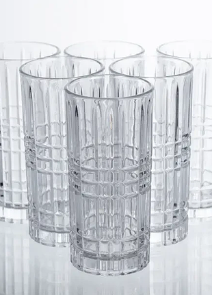 Набор стаканов geometric glass 6 штук по 300 мл с рельефным узором hp-17-3