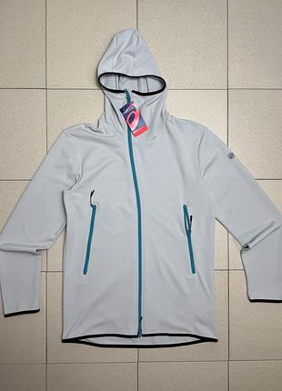 Чоловіча спортивна кофта asics асікс w-repel knit fz jkt худі зипка олімпійка куртка на блискавці з капюшоном для бігу тренувань сіра розмір l