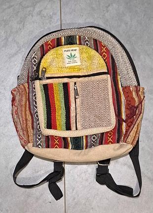 Этнический рюкзак из конопли pure hemp (made in nepal) - яркий рюкзак в стиле хиппи / этно