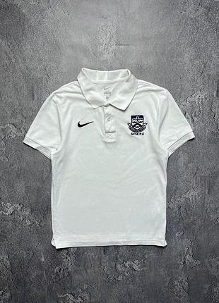 Vintage винтажная футболка поло nike gcse pe найк big swoosh logo size s размер с