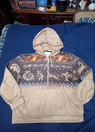 Мужское худи, с этнопринтом, на молнии, over size, no name, p. 3xl