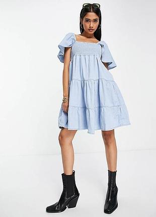 Ніжна джинсова сукня primark з відкритими плечима та жаткою (розмір eur 36 / s) — відмінний стан!