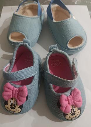 Капці для дівчаток primark disney minnie mouse джинсові блакитні
